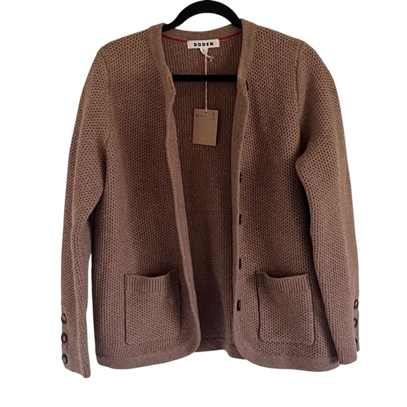 Boden Textured Stitch Cardigan in Praline Brown NWT Size US 10 - Picture 9 of 13